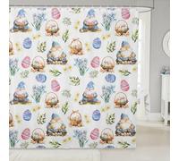 Manfei Happy Easter - Tende da doccia con gnomi e uova, rustiche, impermeabili, con 12 ganci, adatte per vasca da bagno, decorazione per la camera dei bambini, ragazzi e ragazze, 183 x 198 cm