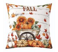 Manfei Hello Fall Federa per cuscino autunnale con zucca, girasole, foglia d'acero, double face, per bambini, ragazzi e ragazze, decorazione per la camera da letto, divano, 1 confezione da 55,9 x 55,9