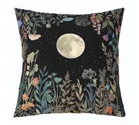 Manfei Moonlit - Federa per cuscino da giardino, stile bohémien, con luna nera, double face, decorazione per la camera di bambini, ragazzi e ragazze, per letto, divano, 1 confezione da 55,9 x 55,9 cm