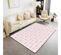 Manfei Princess Area Rug Dreamy Pink Castle Tappetini per interni e ingresso per bambini, ragazzi e ragazze, decorazione geometrica con fiocco, patchwork antiscivolo, assorbente, 15,2 x 1,2 m