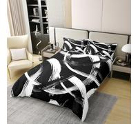 Manfei Set copripiumino in 100% cotone, per letto singolo, linea semplice astratta, moderna, set di biancheria da letto 2 pezzi, motivo geometrico estetico, decorazione per la camera dei bambini