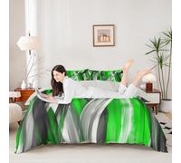 Manfei Set copripiumino per letto king size, motivo geometrico astratto, 3 pezzi, verde, nero, grigio, decorazione per la camera dei bambini, ragazzi e ragazze, 2 federe, senza piumino