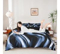 Manfei Set copripiumino per letto matrimoniale, motivo a righe ondulate, 3 pezzi, motivo geometrico astratto, decorazione per la camera dei bambini, ragazzi e ragazze, 2 federe, senza piumino