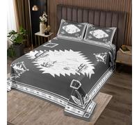 Manfei Set di 2 copriletti da cowboy occidentali, per letto singolo, set da 2 pezzi, copriletto trapuntato rustico azteco con 1 federa, decorazione per la camera dei bambini e ragazzi, morbida