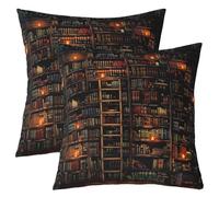 Manfei Set di 2 federe per cuscini con libri magici retrò, per adolescenti e adulti, stile misterioso, vintage, per divano, camera da letto, 61 x 61 cm