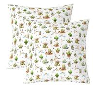 Manfei Set di 2 federe per cuscino con cactus, mucca, cranio, cappello da cowboy, per bambini, adolescenti, adulti, avventura nel deserto del sud-ovest, stile rustico, per soggiorno, 61 x 61 cm
