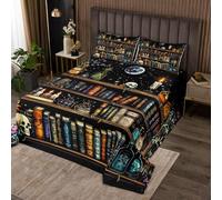 Manfei Set di 3 copriletto per libreria, king size, copriletto trapuntato con teschio gotico e 2 federe, decorazione per la camera dei bambini e ragazzi, morbida trapunta