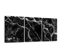 Manfei Set di 3 stampe artistiche da parete in tela effetto marmo nero, stampa astratta con texture in pietra, decorazione per la casa, per soggiorno, camera da letto, decorazione da parete, per