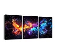 Manfei Set di 3 stampe artistiche da parete su tela con drago, albero viola e verde, decorazione da parete per la casa, per soggiorno, camera da letto, decorazione da parete a tema animali delle fiabe