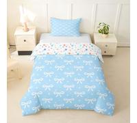 Manfei Set di biancheria da letto con copripiumino con fiocco, per letto singolo, 2 pezzi, stile principessa sognante, decorazione per la camera di bambini, ragazzi e ragazze, 1 federa, senza piumino