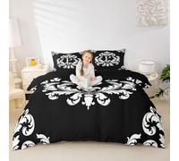 Manfei Set di biancheria da letto con copripiumino damascato e fiore, per letto super king size, stile vittoriano antico, stile barocco, per adolescenti e adulti, con monogramma e lettera P, 3 pezzi