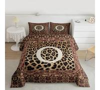 Manfei Set di biancheria da letto con stampa leopardata per bambini, con monogramma e lettera O, decorazione per la stanza, per ragazzi e ragazzi, con texture in pelle di animali selvatici, con 1
