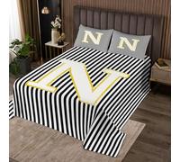Manfei Set di biancheria da letto king size, con monogramma e lettera N, stile moderno e semplice, per tutte le stagioni, set di biancheria da letto con lettere dell'alfabeto (1 trapunta + 2 federe)