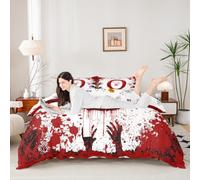 Manfei Set di biancheria da letto matrimoniale con lettera O rossa, 3 pezzi, copripiumino a tema Halloween, decorazione per la camera dei bambini, ragazzi e ragazze, 2 federe, senza piumino