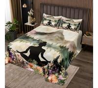 Manfei Set di biancheria da letto per bambini e ragazzi, per meditazione, con motivo floreale, montagna e natura, per yoga estetico, beige, set di biancheria da letto decorativo, per letto king size