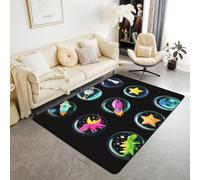 Manfei Simpatico tappeto con dinosauri in stile cartone animato, razzo, stelle, pianeta, tappeto per interni e ingresso, per bambini, ragazzi e ragazze, decorazione per la stanza dei bambini, tappeti