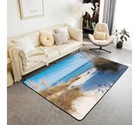 Manfei Tappeto 3D per bambini, motivo oceano, sabbia, per interni, ingresso, per ragazze e ragazzi, a tema oceano estivo, antiscivolo, decorazione per divano e soggiorno, 1,5 x 1,8 m