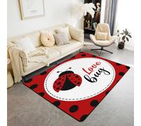 Manfei Tappeto a forma di coccinella con coccinelle in stile cartone animato, tappetino per interni e ingresso per bambini, ragazzi e ragazze, decorazione per la stanza dei bambini, retro e fauna