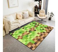 Manfei Tappeto a quadretti con blocchi pixelati, tappetino per interni e ingresso, per bambini, ragazzi e ragazze, decorazione per la stanza dei videogiochi, antiscivolo, assorbente, 15,2 x 1,2 m