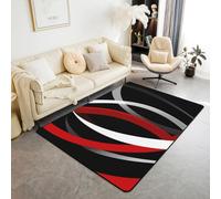 Manfei Tappeto a righe geometriche astratte a righe per interni ed ingresso, per bambini, ragazzi e ragazze, tappeto assorbente, antiscivolo, 1,8 m x 1,2 m (rettangolare)
