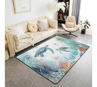 Manfei Tappeto a tema tartaruga marina a tema animali marini, tappeto per interni e ingresso, per bambini, ragazzi e ragazze, decorazione per la stanza dei mari, tappeto antiscivolo assorbente, 1,2 m