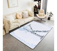 Manfei Tappeto blu con fiocco carino leopardo lettera K, tappeto per interni ingresso per ragazzi e ragazze, decorazione per la stanza di ragazzi e ragazze, tappeto assorbente antiscivolo con fiocco