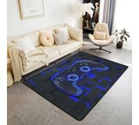 Manfei Tappeto con gamepad 3D e griglia geometrica, patchwork, per interni, per ingresso, decorazione per la stanza di bambini, ragazzi e ragazze, tappeto assorbente antiscivolo, 120 x 90 cm