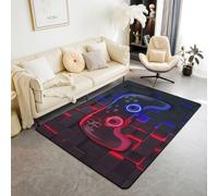 Manfei Tappeto con gamepad 3D e griglia geometrica, patchwork, per interni, tappeto per ingresso, decorazione per la camera di bambini, ragazzi e ragazze, tappeto assorbente antiscivolo, 15,2 x 1,2 m
