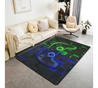 Manfei Tappeto con gamepad 3D e griglia geometrica, patchwork, per interni, tappeto per ingresso, decorazione per la camera di bambini, ragazzi e ragazze, tappeto assorbente antiscivolo, 15,2 x 1,2 m