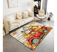 Manfei Tappeto con gnomi autunnali, camion rosso, zucche, girasole, per interni, ingresso, per bambini, ragazzi e ragazze, decorazione per la stanza, tappeto assorbente antiscivolo, 15,2 x 1,2 m