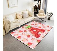 Manfei Tappeto con lettera A rossa, grazioso tappeto per interni e ingresso, per bambini, ragazzi e ragazze, decorazione per la stanza di bambini, ragazzi e ragazze, stampa a quadri rosa con stampa a