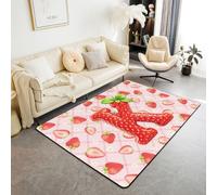 Manfei Tappeto con lettera K rossa, grazioso tappeto per interni e ingresso, per bambini, ragazzi e ragazze, decorazione per la stanza di bambini, ragazzi e ragazze, stampa scozzese rosa con stampa a