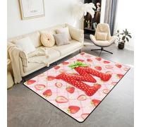 Manfei Tappeto con lettera M rossa, grazioso tappeto per interni e ingresso, per bambini, ragazzi e ragazze, decorazione per la stanza di bambini, ragazzi e ragazze, stampa scozzese rosa con stampa a