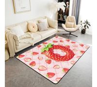 Manfei Tappeto con lettera O rossa, grazioso tappeto per interni e ingresso, per bambini, ragazzi e ragazze, decorazione per la stanza di bambini, ragazzi e ragazze, stampa a quadri rosa con stampa a