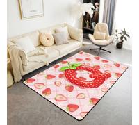 Manfei Tappeto con lettera Q rossa, grazioso tappeto per interni e ingresso, per bambini, ragazzi e ragazze, decorazione per la stanza di bambini, ragazzi e ragazze, stampa a quadri rosa con stampa a