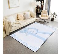 Manfei Tappeto con lettera R blu, motivo acquerello floreale con fiocco, tappeto per interni e ingresso, per ragazzi e ragazze, decorazione per la stanza di ragazzi e ragazze, tappeto assorbente