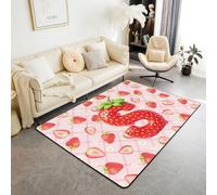 Manfei Tappeto con lettera S rossa, grazioso tappeto per interni e ingresso, per bambini, ragazzi e ragazze, decorazione per la stanza di bambini, ragazzi e ragazze, stampa a quadri rosa con stampa a