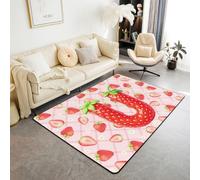 Manfei Tappeto con lettera U rossa, grazioso tappeto per interni e ingresso, per bambini, ragazzi e ragazze, decorazione per la stanza di bambini, ragazzi e ragazze, stampa a quadri rosa con stampa a