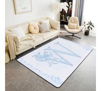 Manfei Tappeto con lettera W blu, grazioso tappeto per interni e ingresso, per ragazzi e ragazze, decorazione per la stanza di ragazzi e ragazze, tappeto assorbente antiscivolo con motivo floreale ad