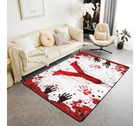 Manfei Tappeto con lettera Y rossa, acquerello tie dye con impronte di mani di sangue, per interni, tappeto per ingresso per bambini, ragazzi e ragazze, decorazione per la stanza di Halloween, tappeto