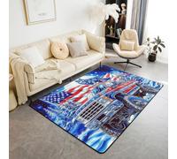 Manfei Tappeto con lupo blu, tappeto per interni con bandiera americana, tappeto per ingresso per bambini, ragazzi e ragazze, decorazione per la stanza di bambini, ragazzi e ragazze, tappeto