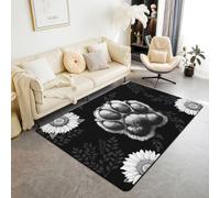 Manfei Tappeto con stampa di zampa d'orso, girasole e foglie, tappeto per interni d'ingresso, per bambini, ragazzi e ragazze, decorazione per la camera di bambini, impronte di animali selvatici