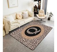 Manfei Tappeto con stampa leopardata con lettera Q marrone, tappetino per interni e ingresso, per bambini, ragazzi e ragazze, decorazione per la stanza di animali selvatici, antiscivolo, assorbente