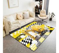 Manfei Tappeto da costruzione per interni ed ingresso, per bambini, ragazzi e ragazze, decorazione per la stanza, motivo bandiera a scacchi, antiscivolo, assorbente, 15,2 x 1,2 m (rettangolare)