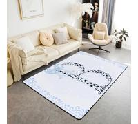 Manfei Tappeto da principessa con fiocco e grazioso leopardo, con lettera B, tappeto per interni ed ingresso, decorazione per la stanza di ragazzi e ragazze, tappeto blu con fiocco in stile cartone