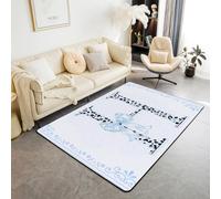 Manfei Tappeto da principessa con fiocco e grazioso leopardo, con lettera H, per interni, decorazione per la stanza di ragazzi e ragazze, tappeto blu con fiocco in stile cartone animato, antiscivolo