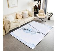 Manfei Tappeto da principessa con fiocco, grazioso leopardo, lettera V, tappeto per interni d'ingresso, per ragazzi e ragazze, decorazione per la stanza di ragazzi e ragazze, tappeto blu con fiocco in