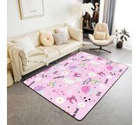 Manfei Tappeto Kawaii con gatti e fiori arcobaleno in stile cartone animato, tappetino per interni e ingresso, per bambini, ragazzi e ragazze, decorazione per la stanza dei bambini, con fiocco e cuori