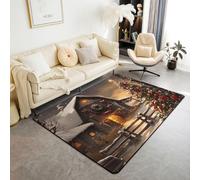 Manfei Tappeto natalizio con scritta "Merry Christmas", 12 x 150 cm, tappeto rustico che non perde pelo, per camera da letto, stanza dei giochi, letto, albero di Natale, fiocco, per adolescenti