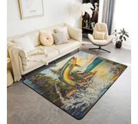 Manfei Tappeto per area di pesca, rustico, casale, capanna lago, tappetini per interni e ingresso per bambini, ragazzi e ragazze, decorazione per la stanza dei bambini, a tema caccia ai pesci, tappeti